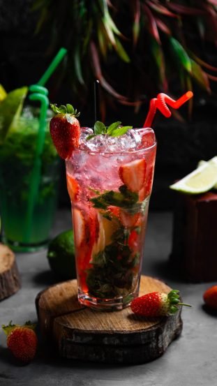 cocktail mixed with different kind of fresh fruits
